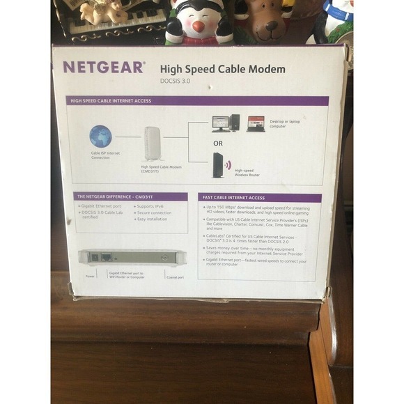 New NETGEAR CMD31T-100NAS High Speed Cable Modem DOCSIS 3.0 External Port IPv6 - Picture 5 of 12